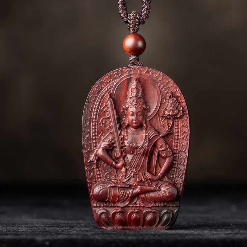Small Leaf Red Sandalwood Zodiac Buddha Pendant Necklace Small Leaf Red Sandalwood Zodiac Buddha Pendant Necklace - 7