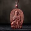 Small Leaf Red Sandalwood Zodiac Buddha Pendant Necklace Small Leaf Red Sandalwood Zodiac Buddha Pendant Necklace - 14