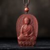 Small Leaf Red Sandalwood Zodiac Buddha Pendant Necklace Small Leaf Red Sandalwood Zodiac Buddha Pendant Necklace - 16