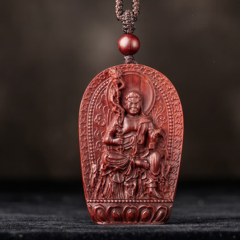 Small Leaf Red Sandalwood Zodiac Buddha Pendant Necklace Small Leaf Red Sandalwood Zodiac Buddha Pendant Necklace - 15