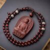 Small Leaf Red Sandalwood Zodiac Buddha Pendant Necklace Small Leaf Red Sandalwood Zodiac Buddha Pendant Necklace - 17