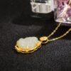 Tibetan White Jade Laughing Buddha Pendant Necklace - 4