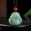 Vintage Cyan Jade Laughing Buddha Pendant Necklace Vintage Cyan Jade Laughing Buddha Pendant Necklace