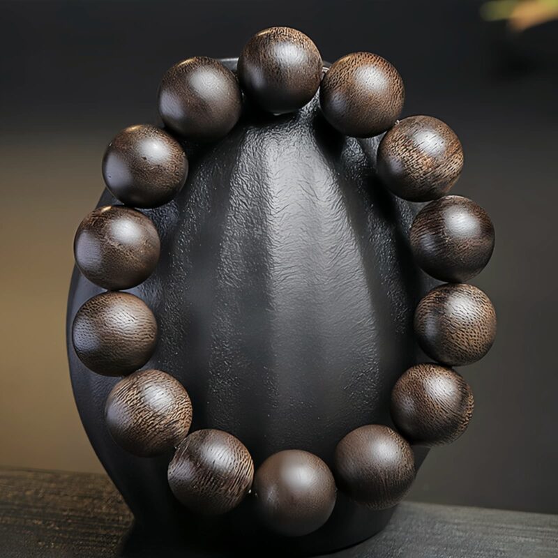 Agarwood 108 Mala Beads Peace Bracelet - 4
