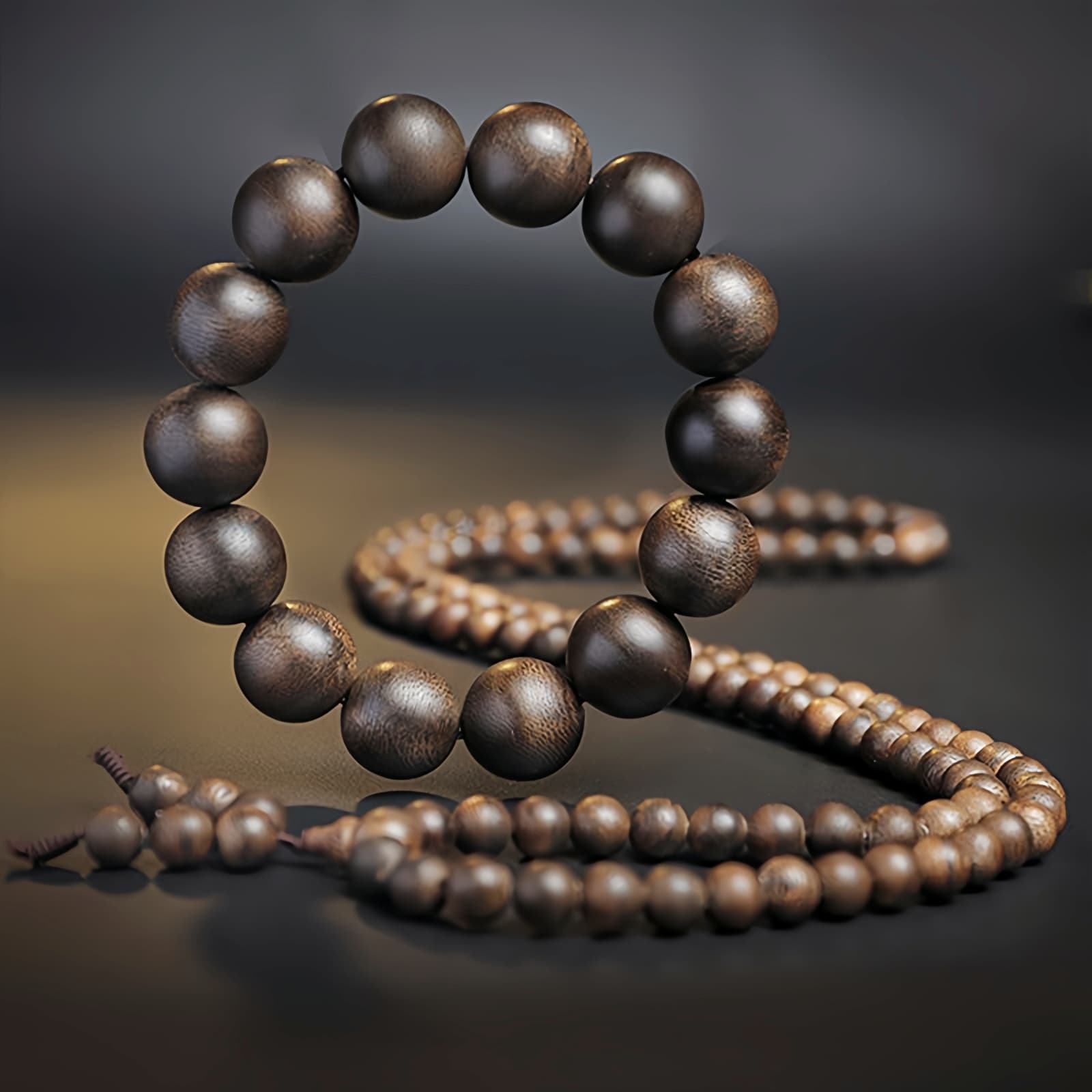 Agarwood 108 Mala Beads Peace Bracelet - 14