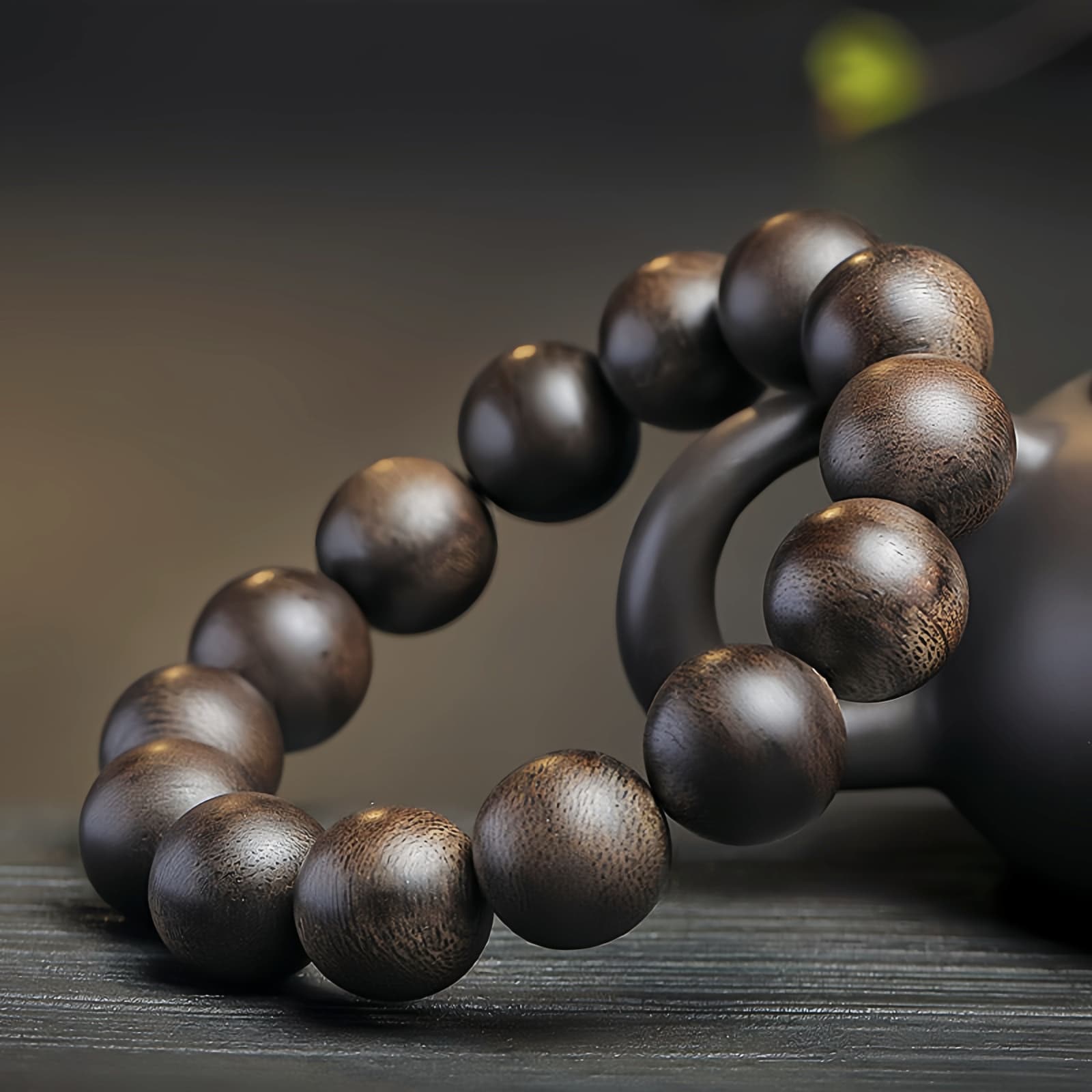 Agarwood 108 Mala Beads Peace Bracelet - 3
