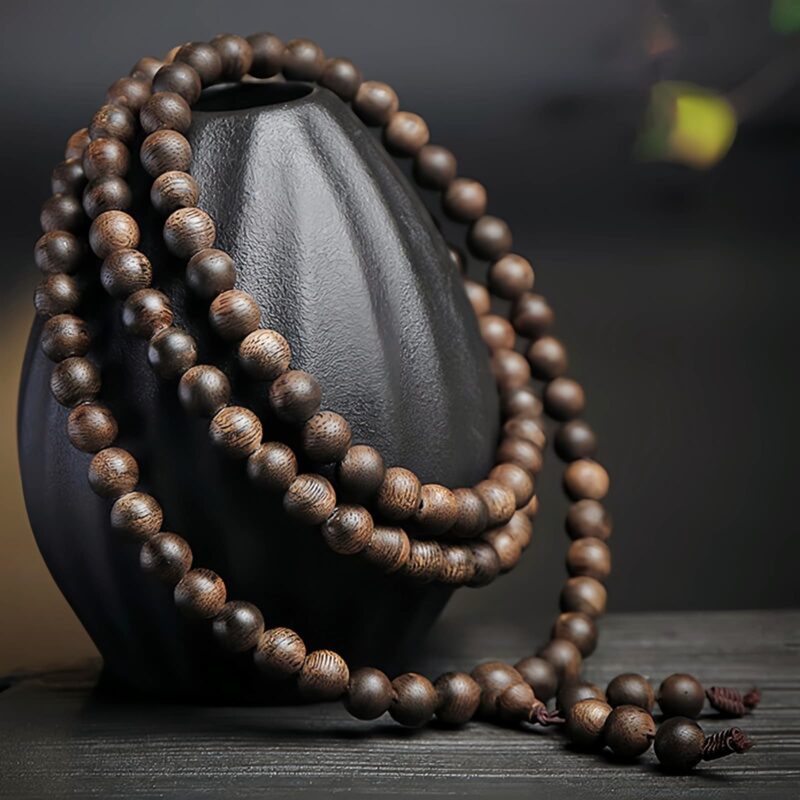 Agarwood 108 Mala Beads Peace Bracelet - 11
