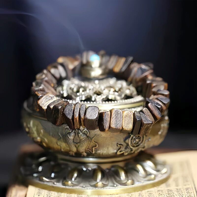 Agarwood Strength Bracelet with Square Beads - 1