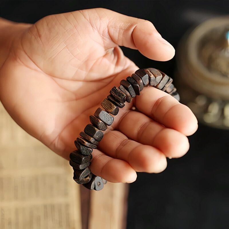 Agarwood Strength Bracelet with Square Beads - 5