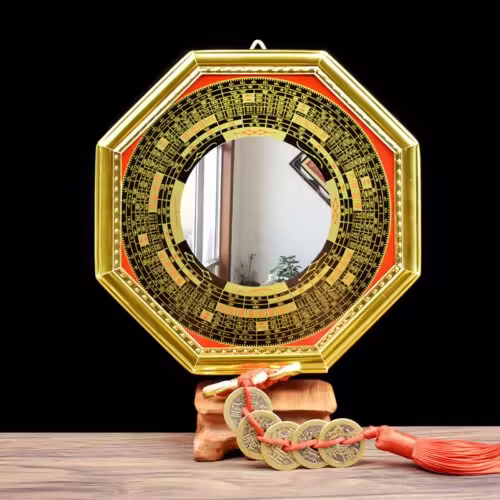 Feng Shui Bagua-Spiegel mit Fünf-Kaiser-Münzen Feng Shui Bagua-Spiegel mit Fünf-Kaiser-Münzen