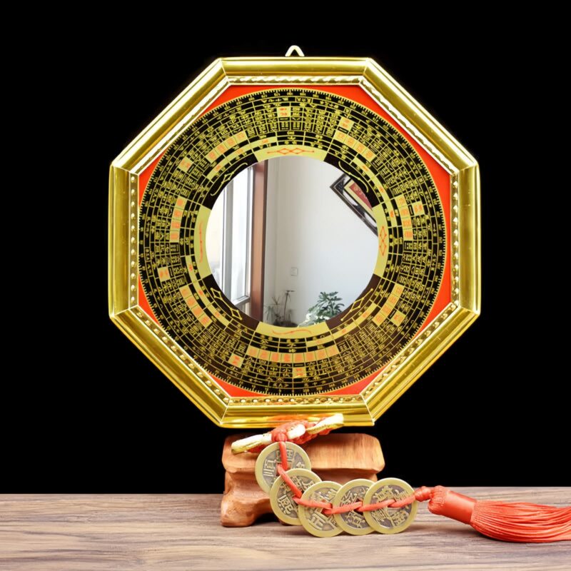 Feng Shui Bagua-Spiegel mit Fünf-Kaiser-Münzen Feng Shui Bagua Map with Five-Emperor Coins - 1