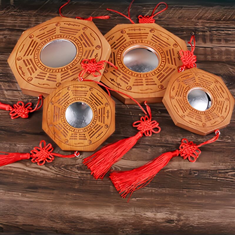 Pfirsichholz Bagua-Karte mit Fünf-Kaiser-Münzen Peach Wood Bagua Map with Five-Emperor Coins - 8