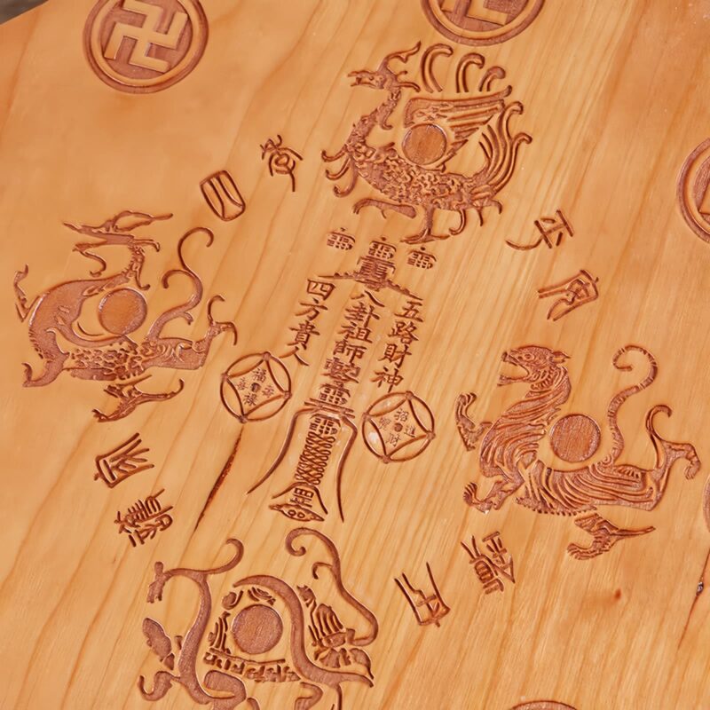 Pfirsichholz Bagua-Karte mit Fünf-Kaiser-Münzen Peach Wood Bagua Map with Five-Emperor Coins - 7