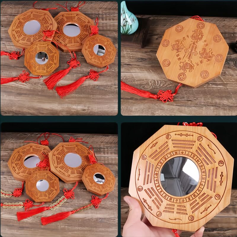 Pfirsichholz Bagua-Karte mit Fünf-Kaiser-Münzen Peach Wood Bagua Map with Five-Emperor Coins - 11