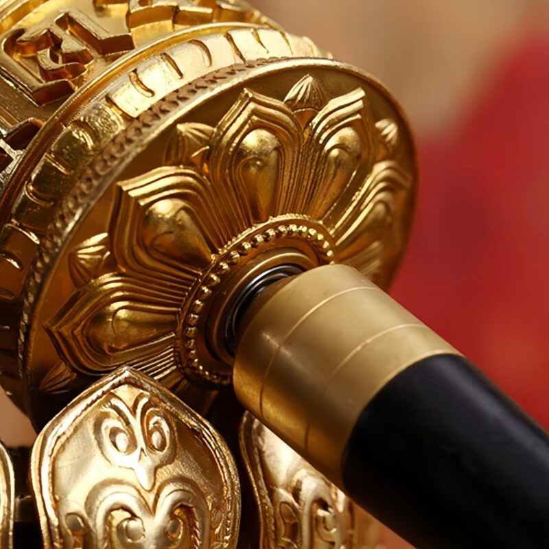 Tibetische Kupfer-Gebetsmühle mit Sechs Silben Mantra Tibetan Copper Six Words Prayer Wheel - 4