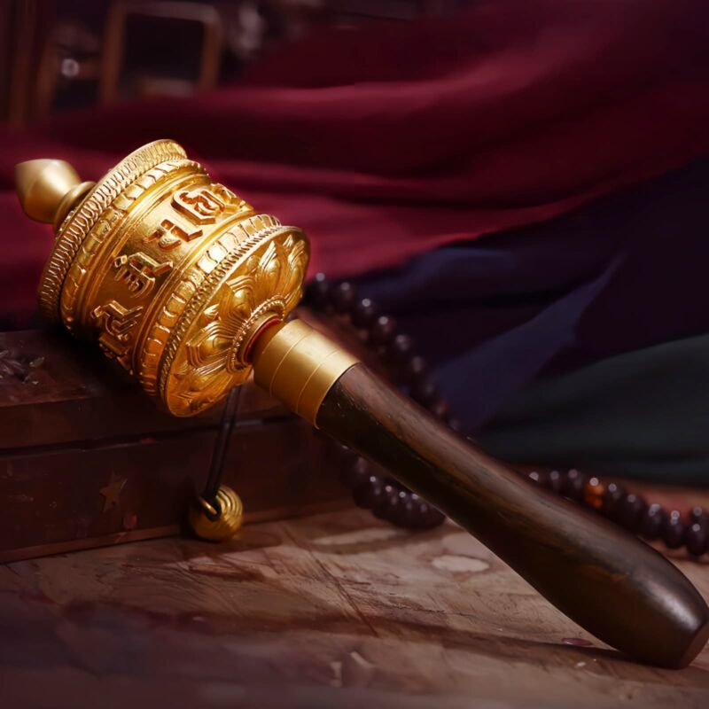 Tibetische Kupfer-Gebetsmühle mit Sechs Silben Mantra Tibetan Copper Six Words Prayer Wheel - 2