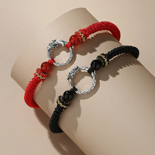 925 Silver Dragon Phoenix Couple Bracelet - 2
