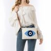 Bolsa Tiracolo de Lona - Olho Grego e Mão de Hamsá Canvas Hamsa Evil Eye Crossbody Bag
