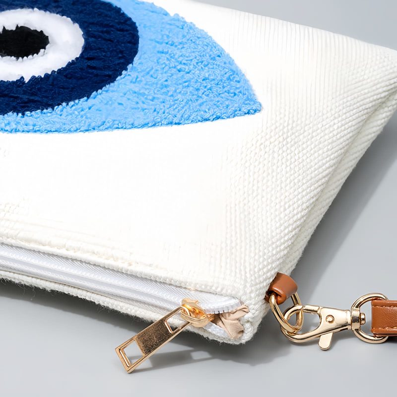 Bolsa Tiracolo de Lona - Olho Grego e Mão de Hamsá Canvas Hamsa Evil Eye Crossbody Bag