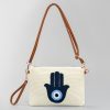 Bolsa Tiracolo de Lona - Olho Grego e Mão de Hamsá Canvas Hamsa Evil Eye Crossbody Bag