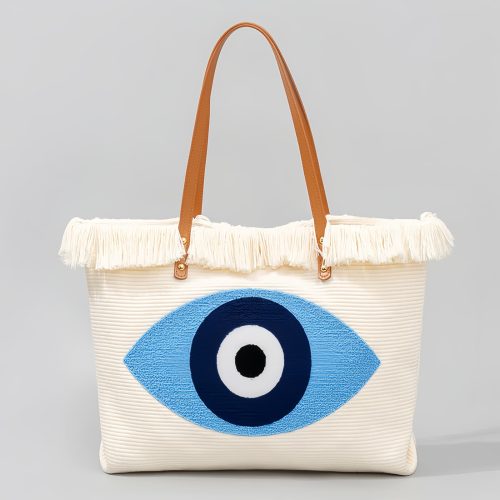Bolso Tote de Lona con Ojo Turco y Mano de Fátima Bolso Tote de Lona con Ojo Turco y Mano de Fátima