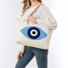 Bolsa Tote de Lona Olho Grego e Mão de Hamsá Canvas Evil Eye Hamsa Tote Bag