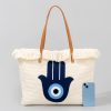 Bolsa Tote de Lona Olho Grego e Mão de Hamsá Canvas Evil Eye Hamsa Tote Bag