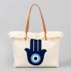 Bolsa Tote de Lona Olho Grego e Mão de Hamsá Canvas Evil Eye Hamsa Tote Bag
