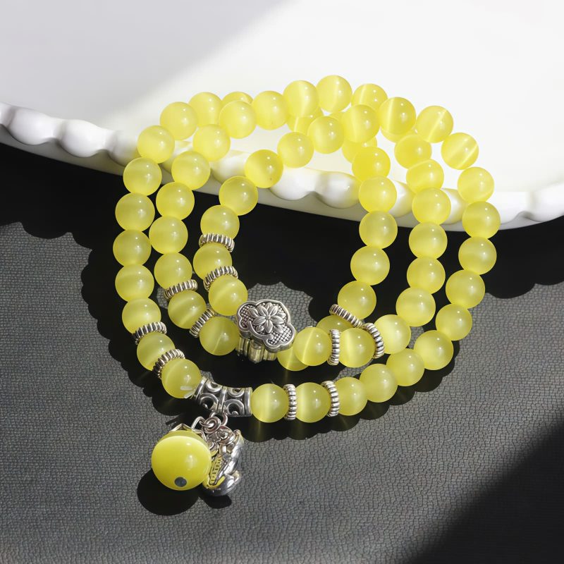 Chrysoberyl Pixiu Triple Wrap Wealth Bracelet Chrysoberyl Pixiu Triple Wrap Wealth Bracelet