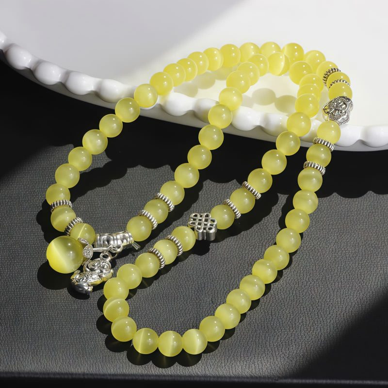 Chrysoberyl Pixiu Triple Wrap Wealth Bracelet Chrysoberyl Pixiu Triple Wrap Wealth Bracelet