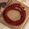 Cinnabar Fu Character Triple Wrap Bracelet Cinnabar Fu Character Triple Wrap Bracelet