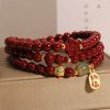 Cinnabar Fu Character Triple Wrap Bracelet Cinnabar Fu Character Triple Wrap Bracelet