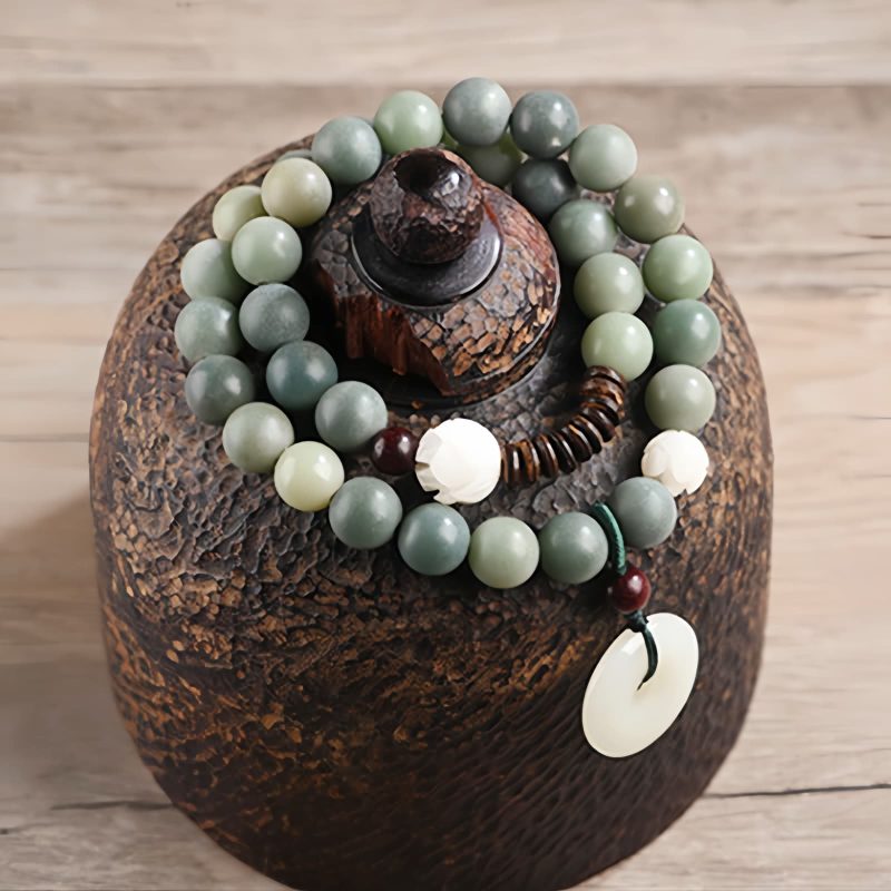Cyan Bodhi Seed Lotus Jade Bracelet Cyan Bodhi Seed Lotus Jade Bracelet