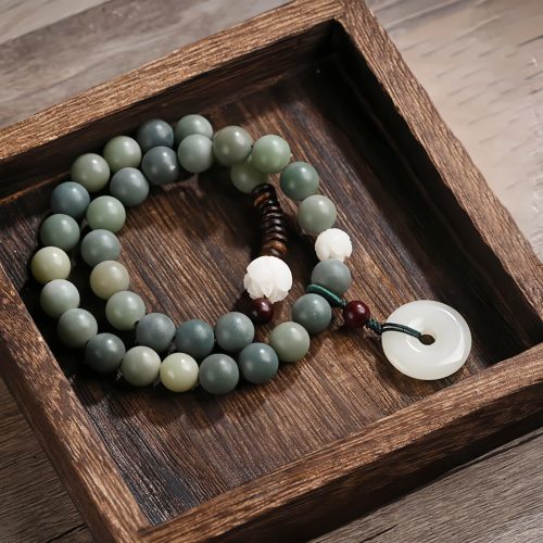 Cyan Bodhi Seed Lotus Jade Bracelet
