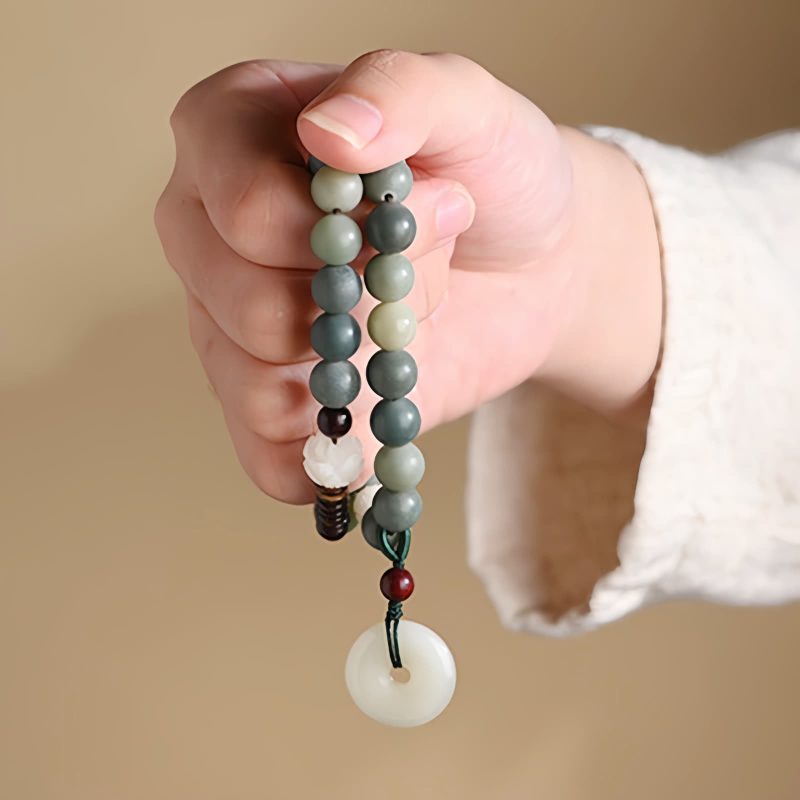 Cyan Bodhi Seed Lotus Jade Bracelet Cyan Bodhi Seed Lotus Jade Bracelet