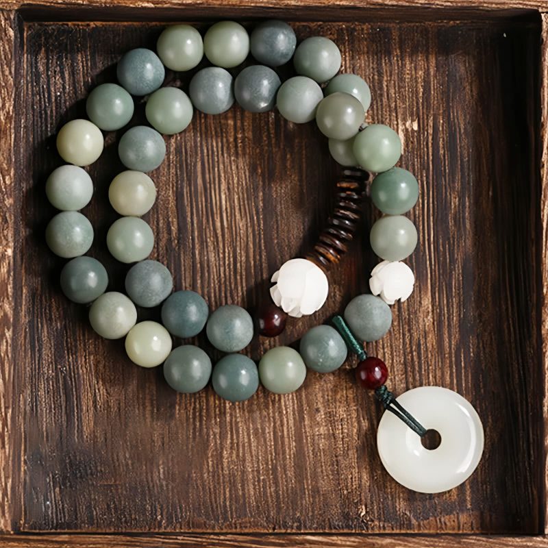 Cyan Bodhi Seed Lotus Jade Bracelet Cyan Bodhi Seed Lotus Jade Bracelet