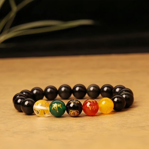 Pulseira de Ágata dos Cinco Elementos para Prosperidade Pulseira de Ágata dos Cinco Elementos para Prosperidade