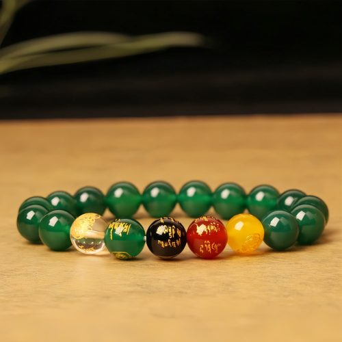 Pulseira de Ágata dos Cinco Elementos para Prosperidade Pulseira de Ágata dos Cinco Elementos para Prosperidade
