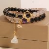 Gold Sheen Obsidian Lotus Charm Bracelet Gold Sheen Obsidian Lotus Charm Bracelet