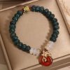 Jade and Agate Luck Bracelet with Peace Buckle Jade and Agate Luck Bracelet with Peace Buckle