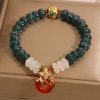 Jade and Agate Luck Bracelet with Peace Buckle Jade and Agate Luck Bracelet with Peace Buckle