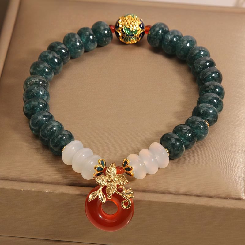 Jade and Agate Luck Bracelet with Peace Buckle Jade and Agate Luck Bracelet with Peace Buckle