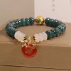 Jade and Agate Luck Bracelet with Peace Buckle Jade and Agate Luck Bracelet with Peace Buckle