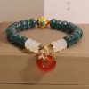 Jade and Agate Luck Bracelet with Peace Buckle Jade and Agate Luck Bracelet with Peace Buckle