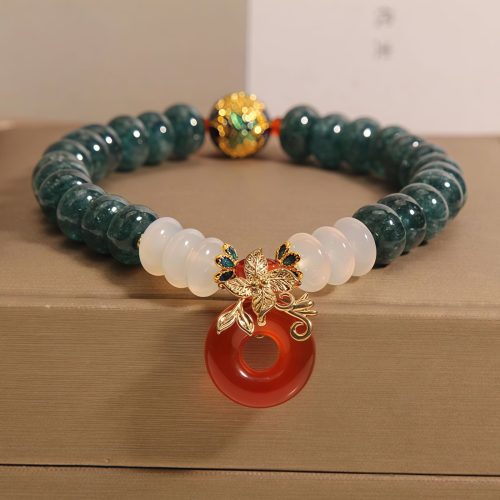 Pulseira da Sorte em Jade e Ágata com Fivela da Paz Pulseira da Sorte em Jade e Ágata com Fivela da Paz