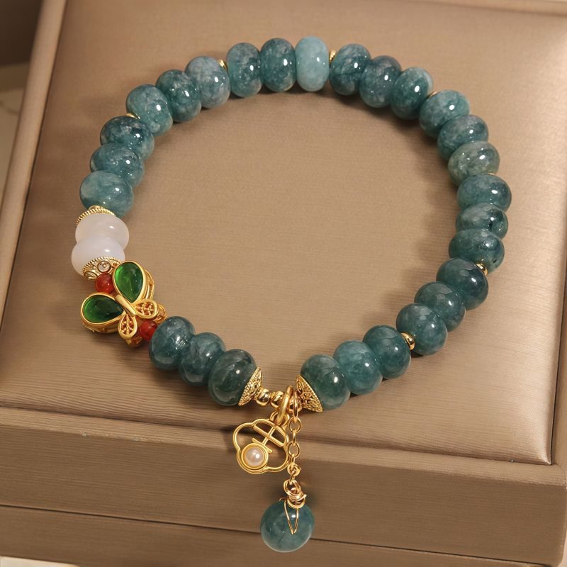 Jade White Agate Butterfly Charm Bracelet Jade White Agate Butterfly Charm Bracelet