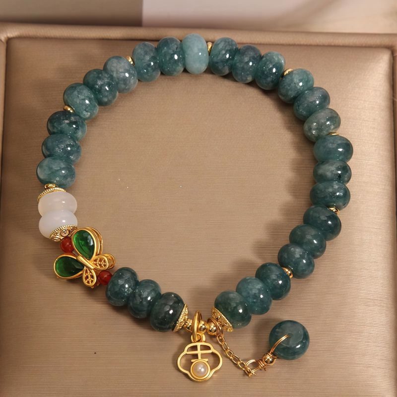 Jade White Agate Butterfly Charm Bracelet Jade White Agate Butterfly Charm Bracelet