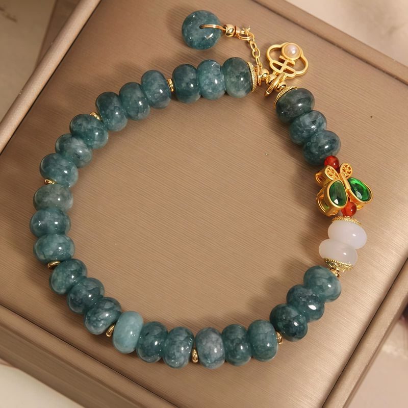 Jade White Agate Butterfly Charm Bracelet Jade White Agate Butterfly Charm Bracelet