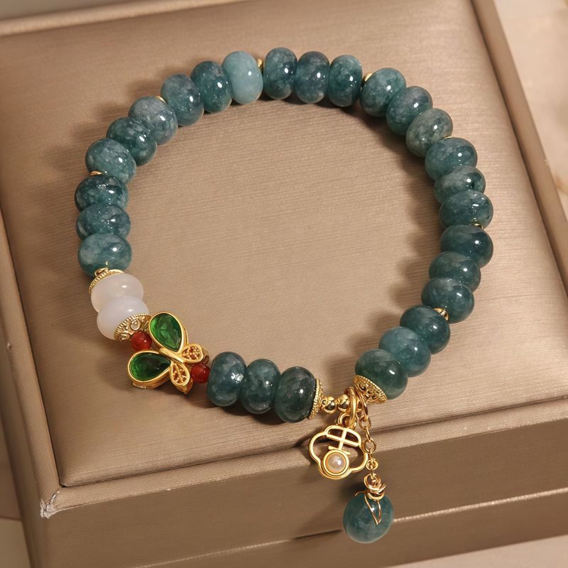 Jade White Agate Butterfly Charm Bracelet Jade White Agate Butterfly Charm Bracelet