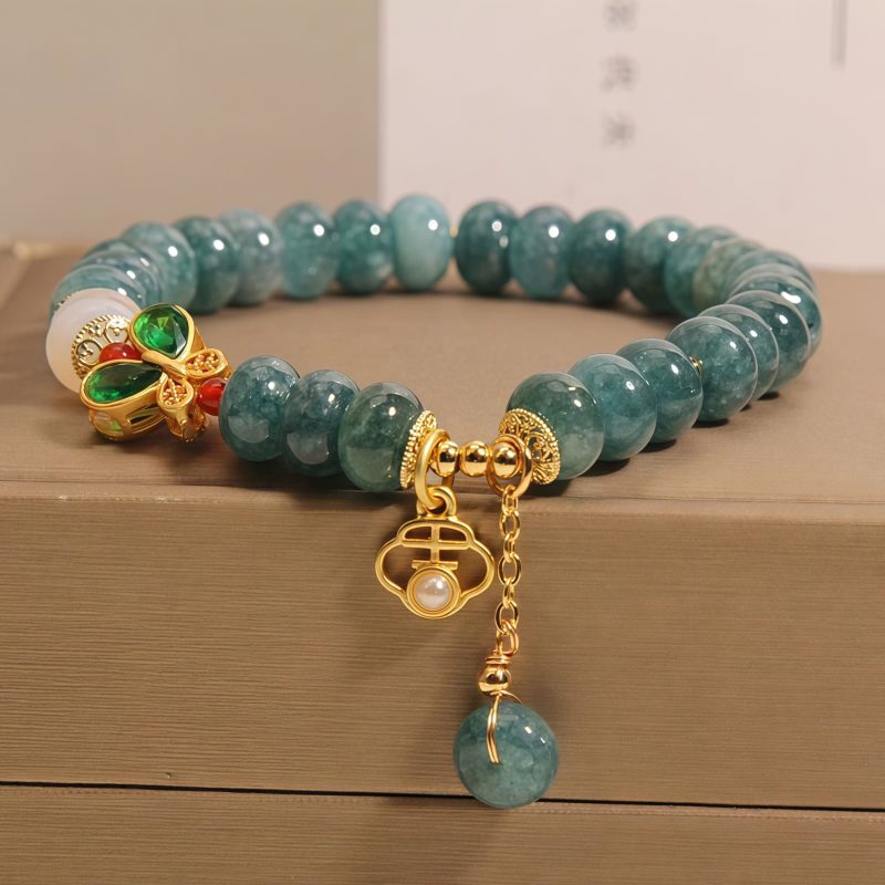 Jade White Agate Butterfly Charm Bracelet Jade White Agate Butterfly Charm Bracelet